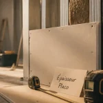epaisseur isolation placo : doublage placo avec isolant visible en chantier