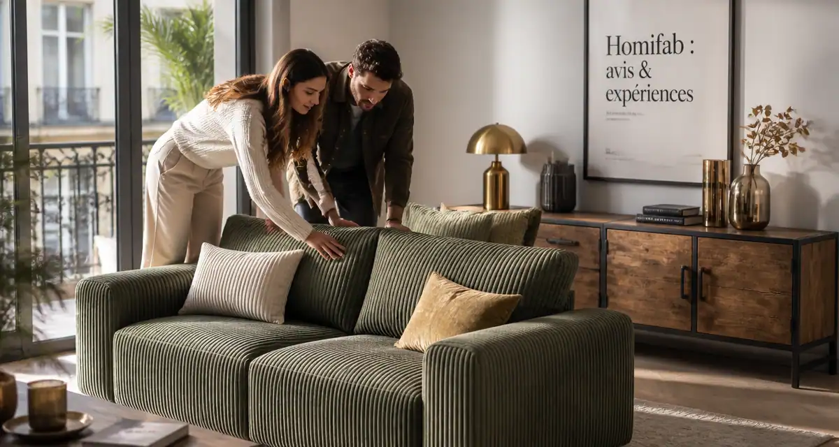 homifab avis canapé velours vert salon moderne