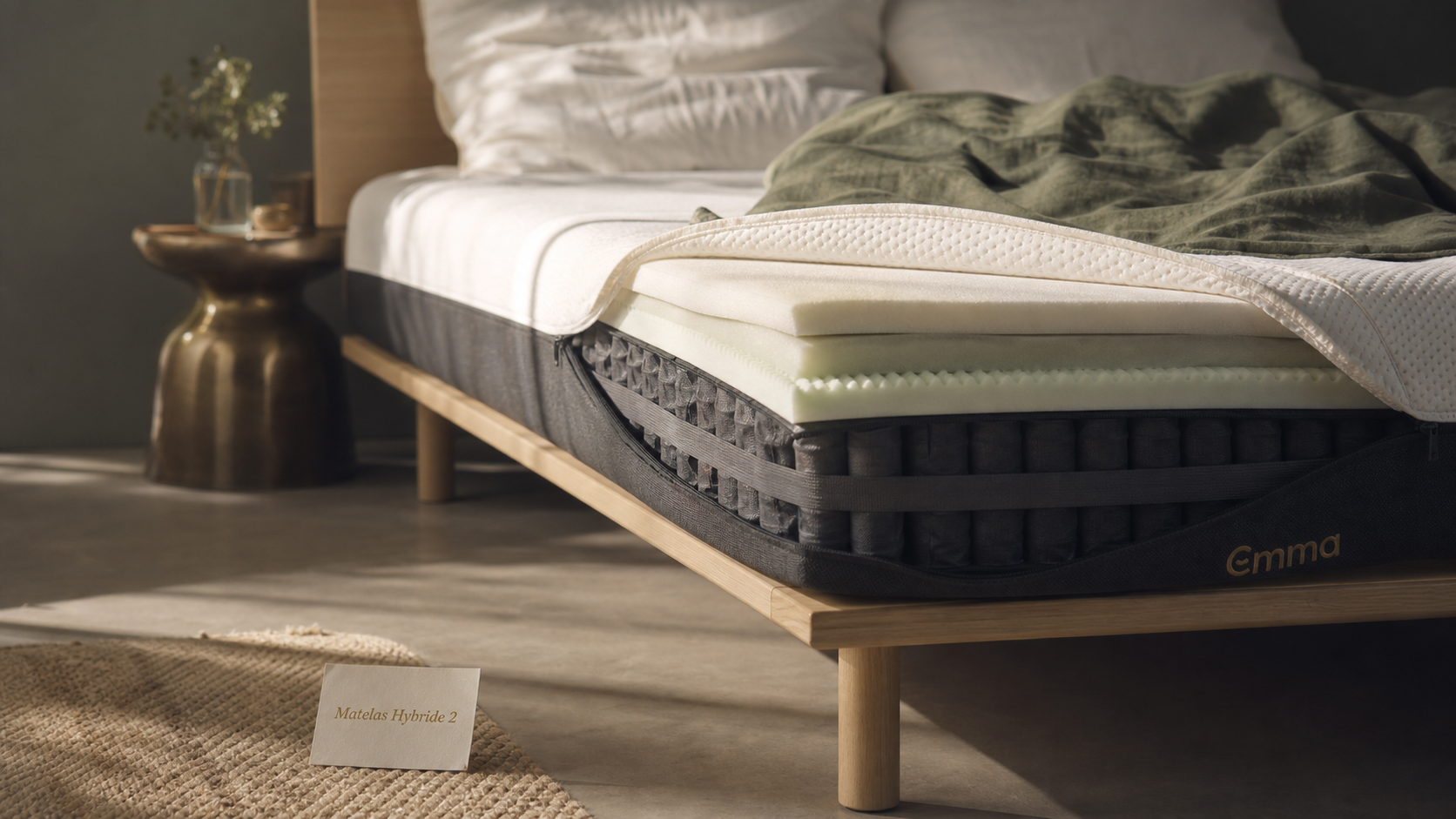 matelas hybride 2 emma avis : photo matelas hybride en chambre minimaliste