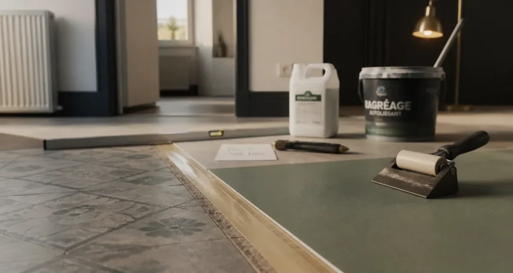 Poser du lino sur carrelage : lino marouflé sur carrelage pour rénovation durable