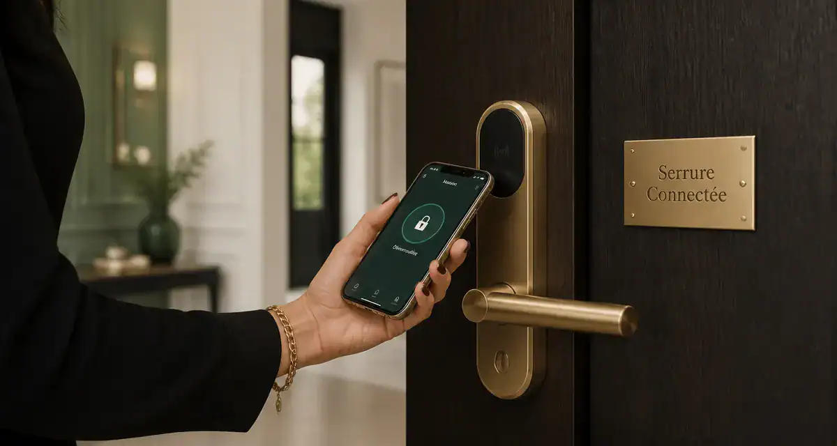 serrure connectée prix sur porte d'entrée