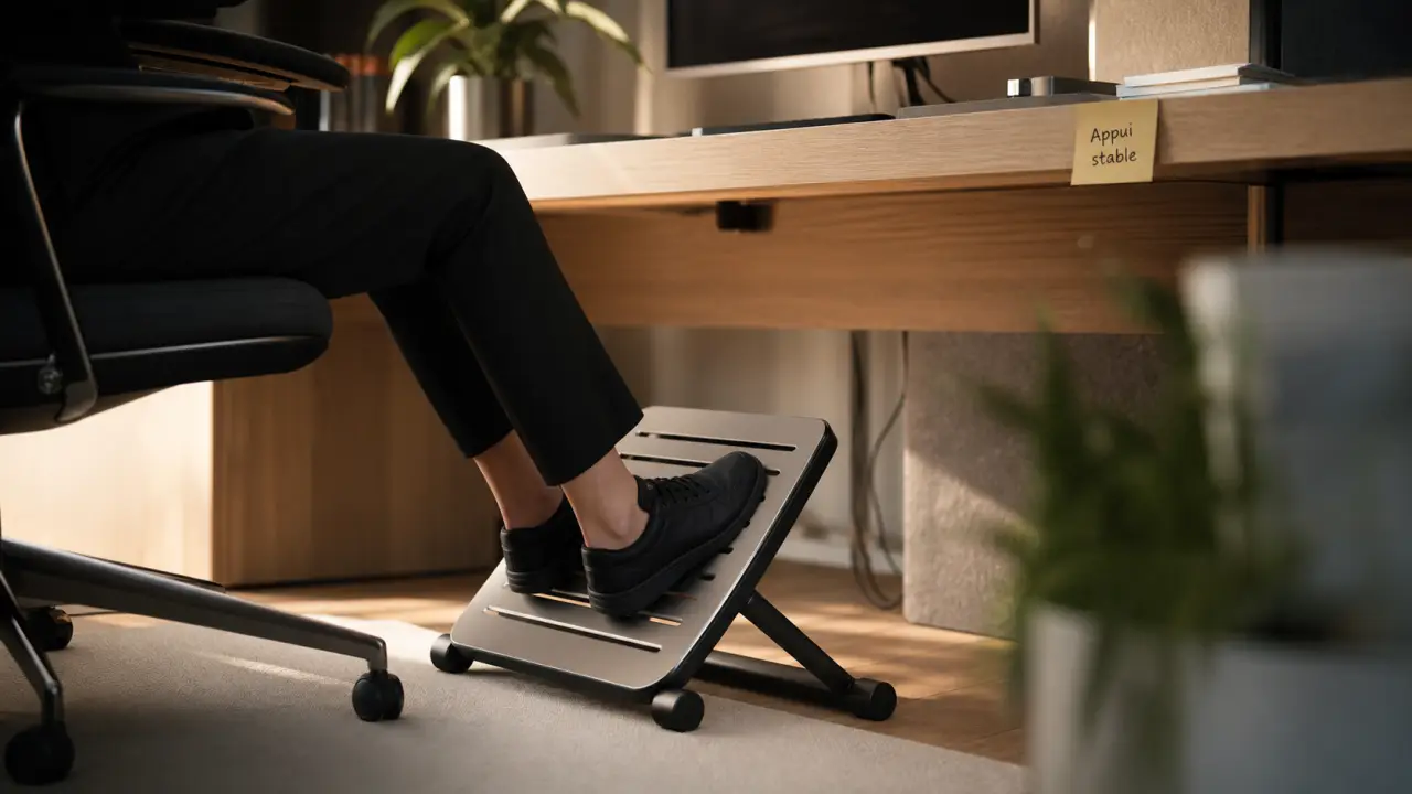 Bureau repose pied ergonomique sous le bureau, appui stable pour soulager les jambes
