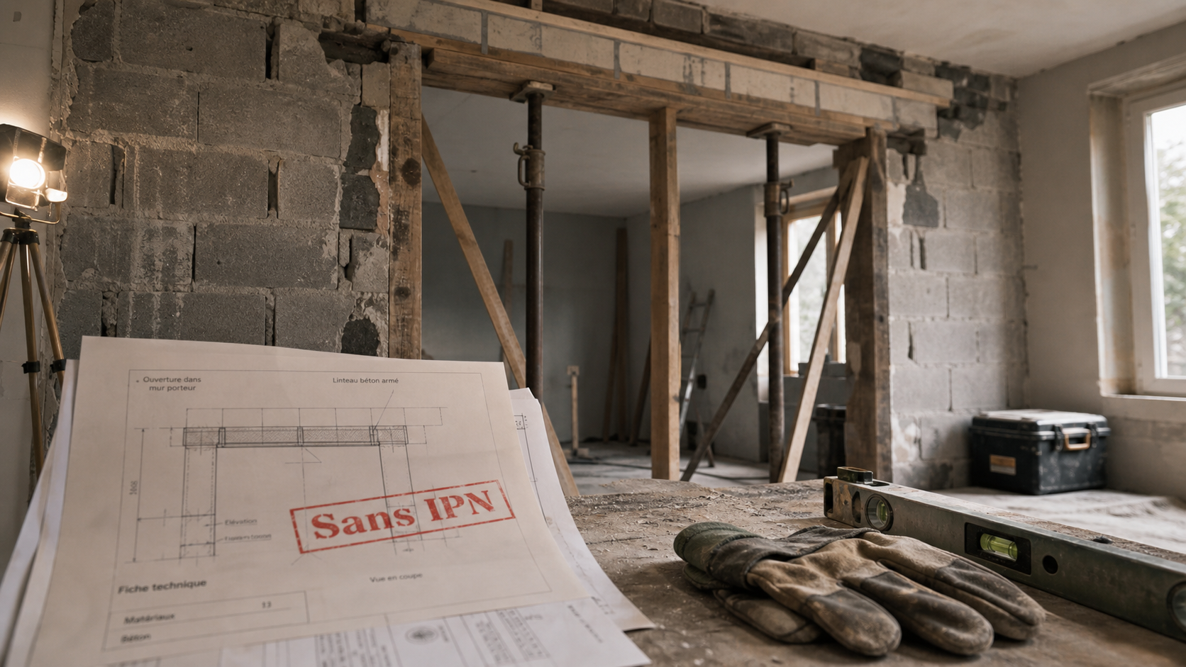 Ouverture maximale mur porteur sans IPN : chantier étaiement