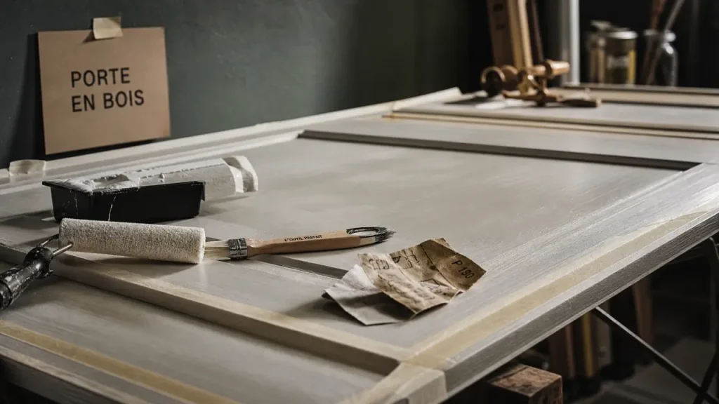 Peindre un porte en bois sans traces : rouleau, bac à peinture, ponçage