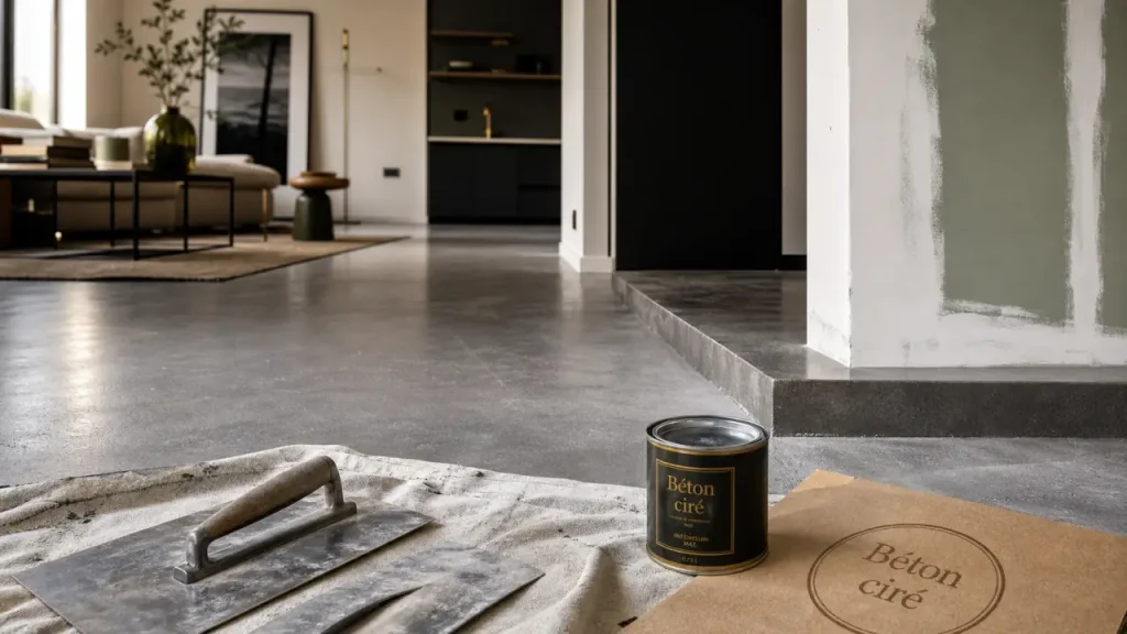Prix du béton ciré au m2 : fourchettes selon kit, artisan et support