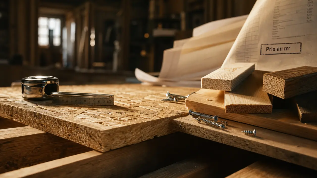Prix plancher bois au m2 OSB posé en chantier