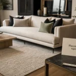 Tapis dans salon sous le canapé : placement pour éviter l’effet perdu