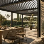 Terrasse couverte maison avec pergola légère orientable