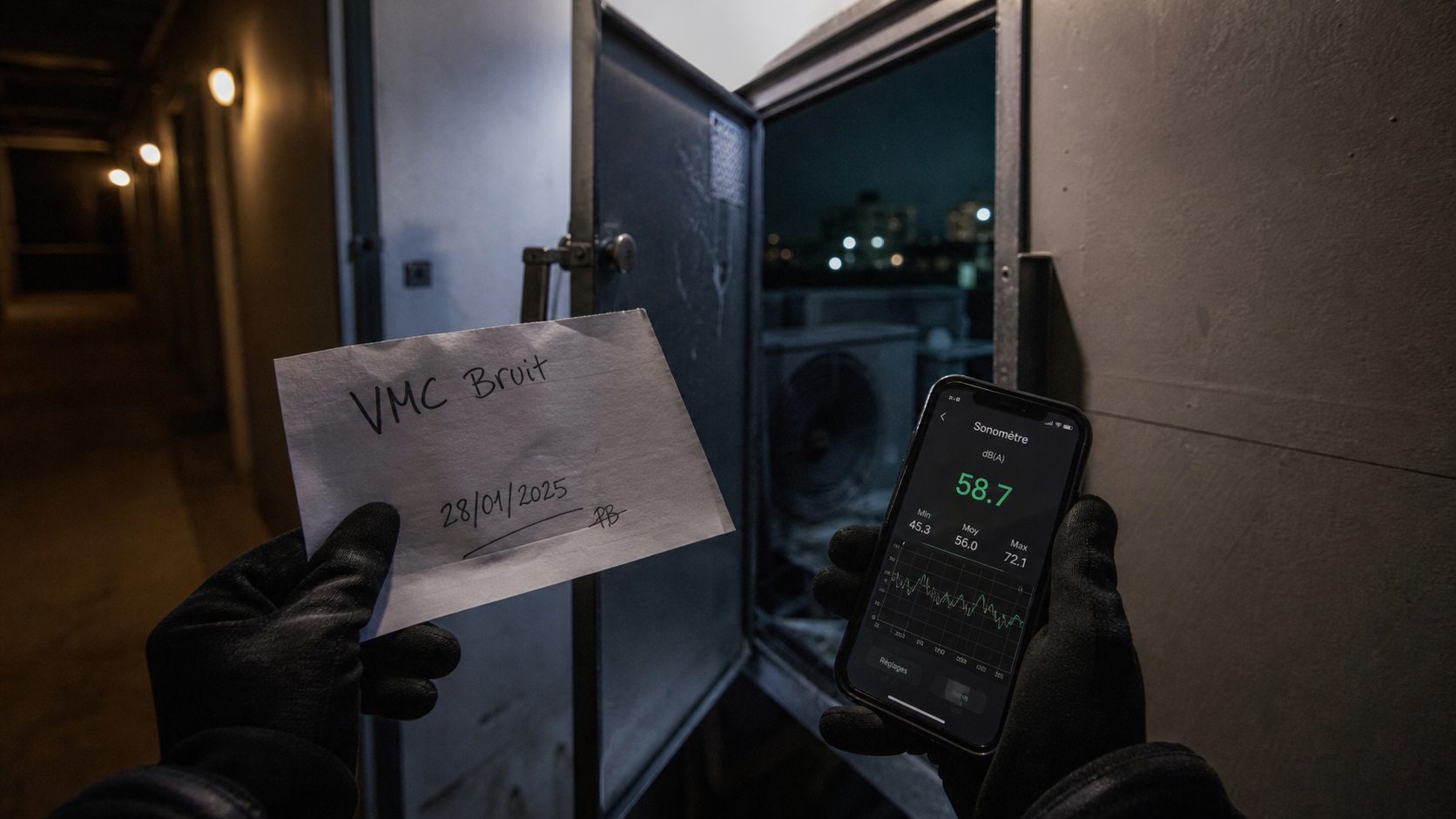 Vmc collective immeuble bruyante : bruit ventilation en couloir