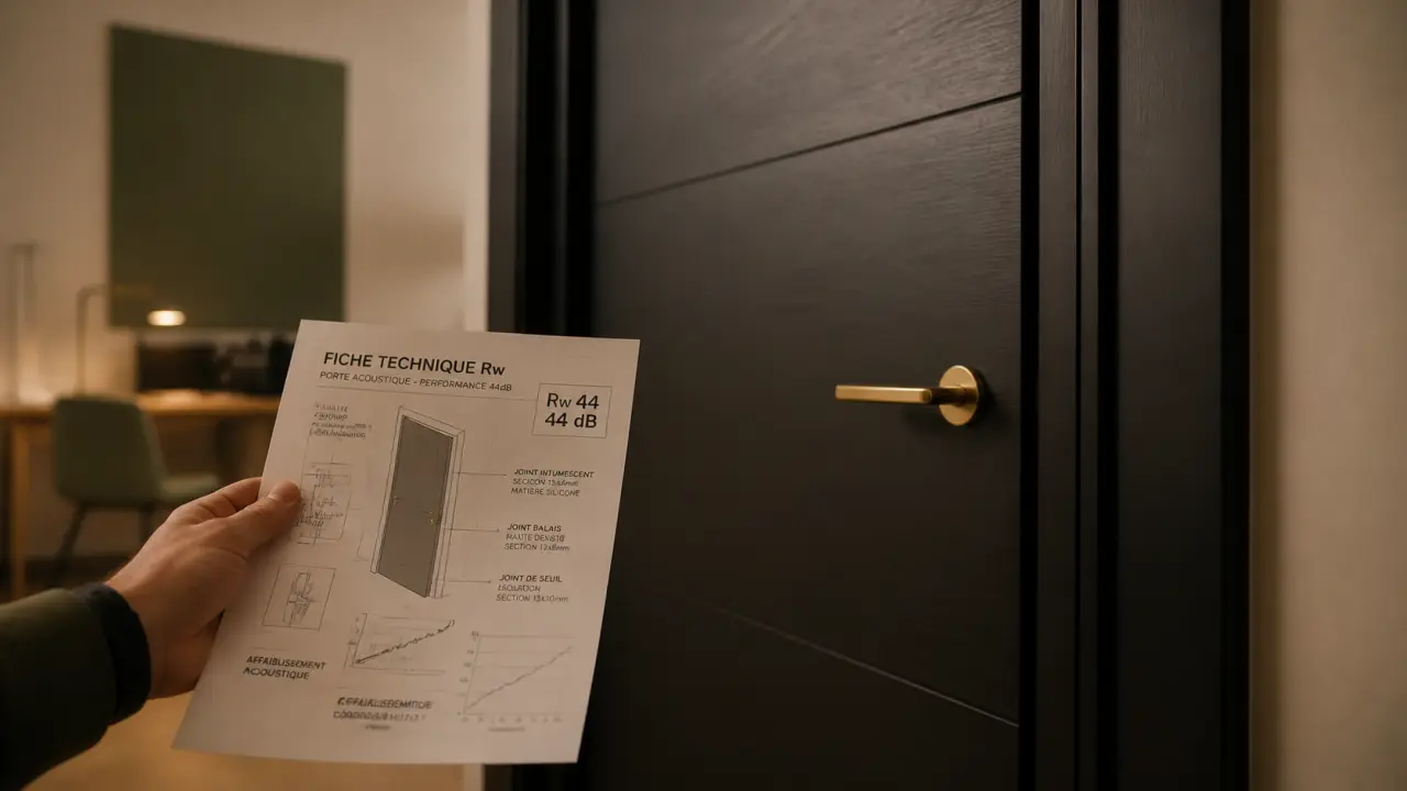 Comment choisir une porte acoustique : Rw, joints et seuil automatique, photo d’une porte insonorisante