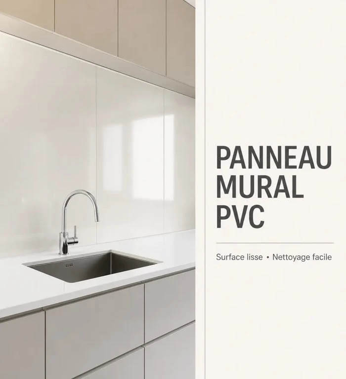 Habillage mur interieur moderne en PVC dans une salle de bain facile à nettoyer