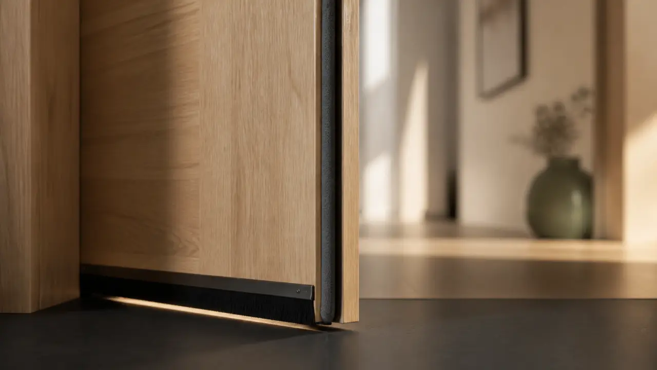 Isoler une porte phoniquement : joint, seuil et brosse anti-bruit sous la porte