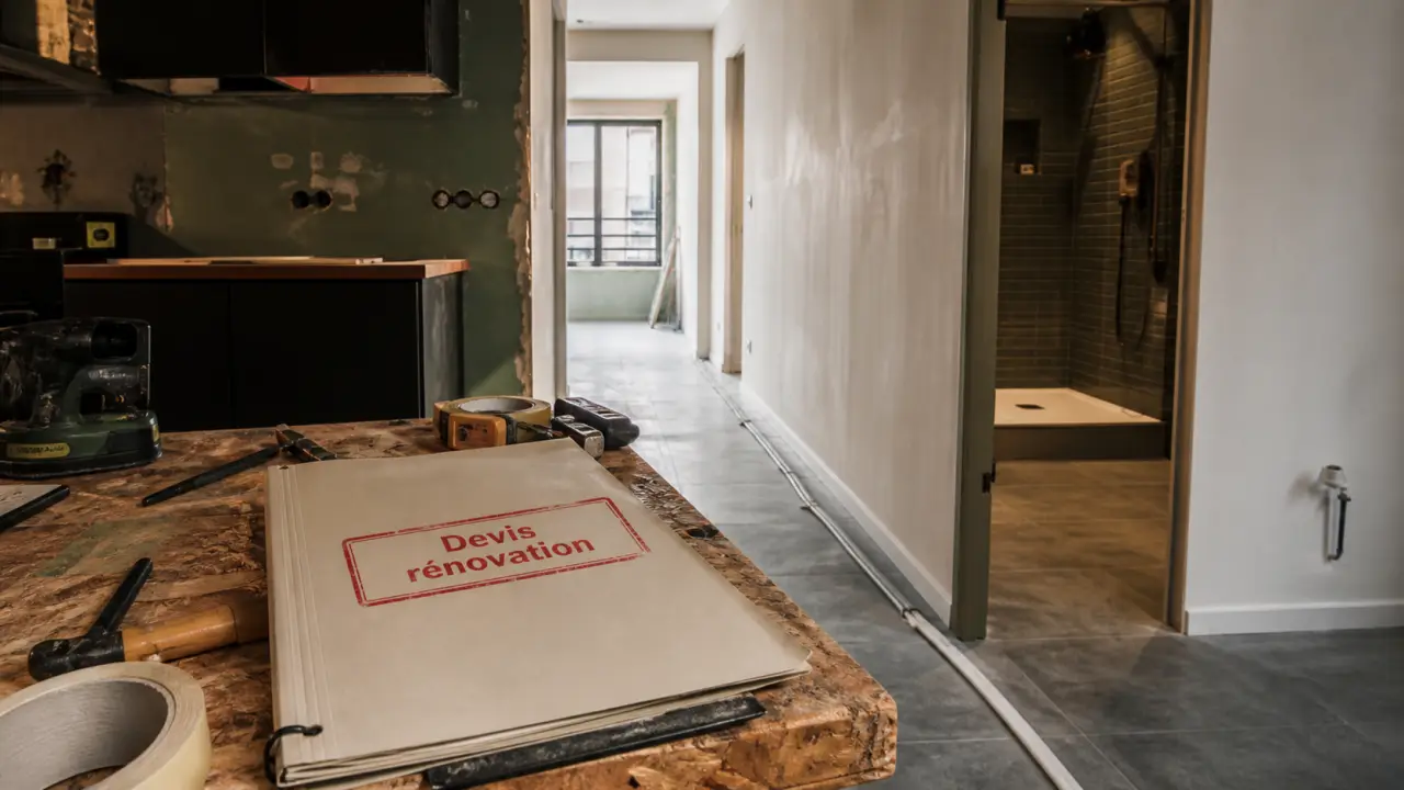 Rénovation intérieure Bry-sur-Marne : cuisine en chantier, câbles électriques gainés