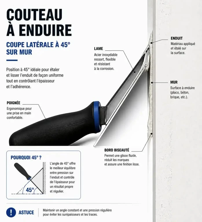 Technique d'application d'un enduit mur intérieur avec un couteau à enduire