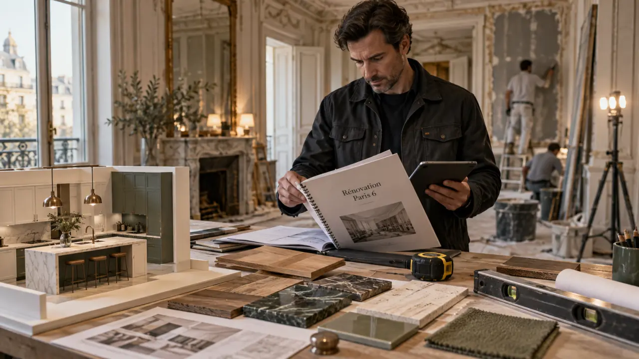 Rénovation appartement paris 6 : chantier en cours avec cachet ancien