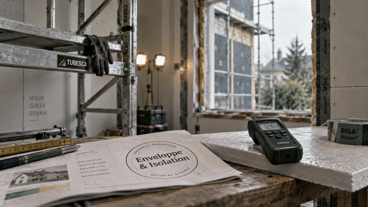 Rénovation énergétique maison : diagnostic enveloppe et isolation sur chantier