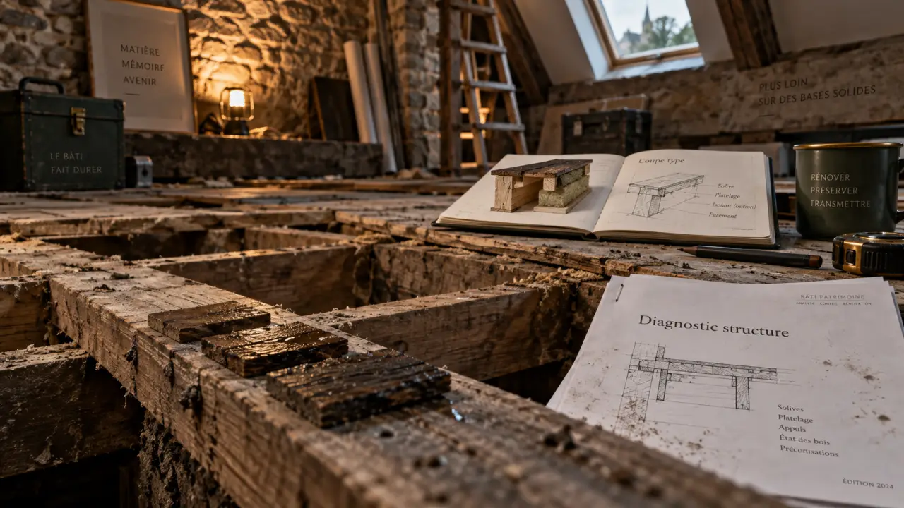 Rénovation plancher maison ancienne : chape lourde pouvant surcharger les murs