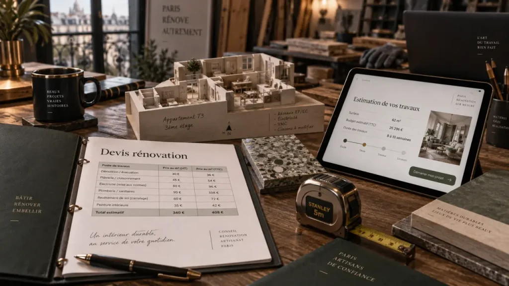 Devis rénovation appartement Paris et prix au m², artisan à Paris